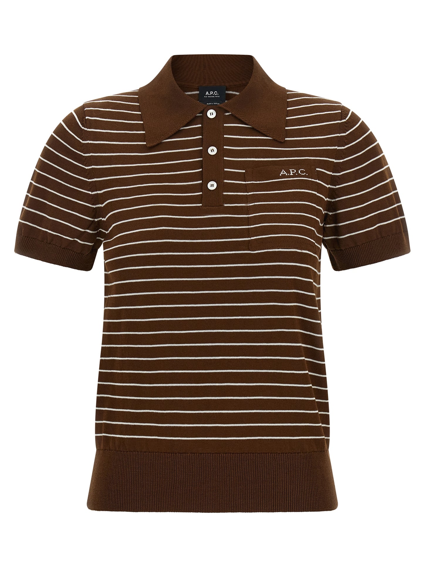 Polo Shirt by A.P.C. for women in cotton brown, pearl & striped showcases a enviable silhouette, featuring a refined and short-sleeve for a enviable finish.