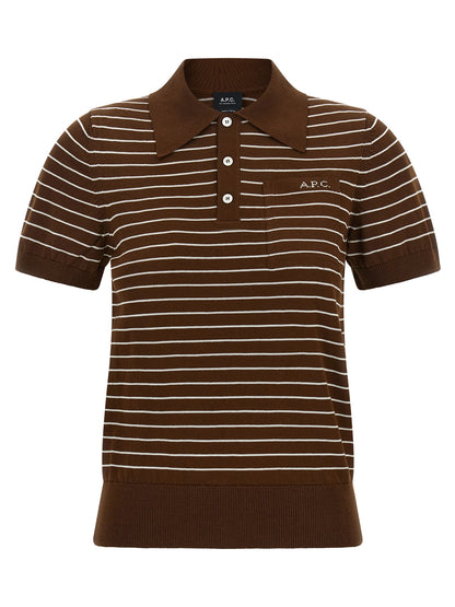 Polo Shirt by A.P.C. for women in cotton brown, pearl & striped showcases a enviable silhouette, featuring a refined and short-sleeve for a enviable finish.