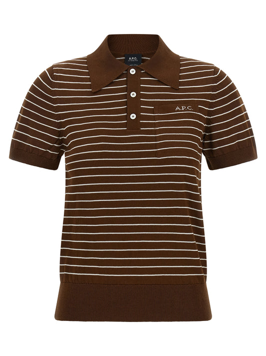 Polo Shirt by A.P.C. for women in cotton brown, pearl & striped showcases a enviable silhouette, featuring a refined and short-sleeve for a enviable finish.