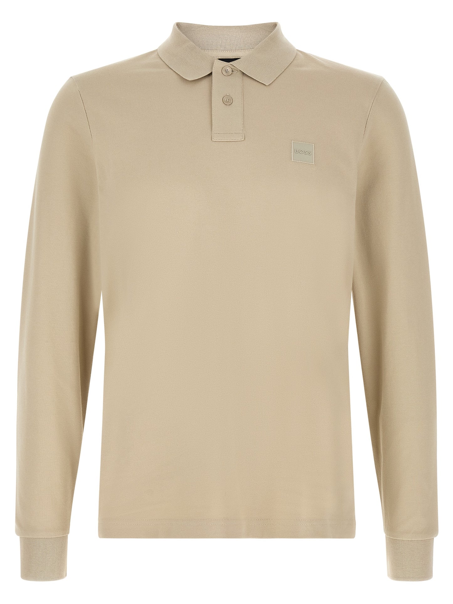 Polo Shirt by Hugo Boss for men in stretch cotton beige presents a distinguished silhouette, showcasing a sophisticated and distinguished for a truly distinguished finish.
