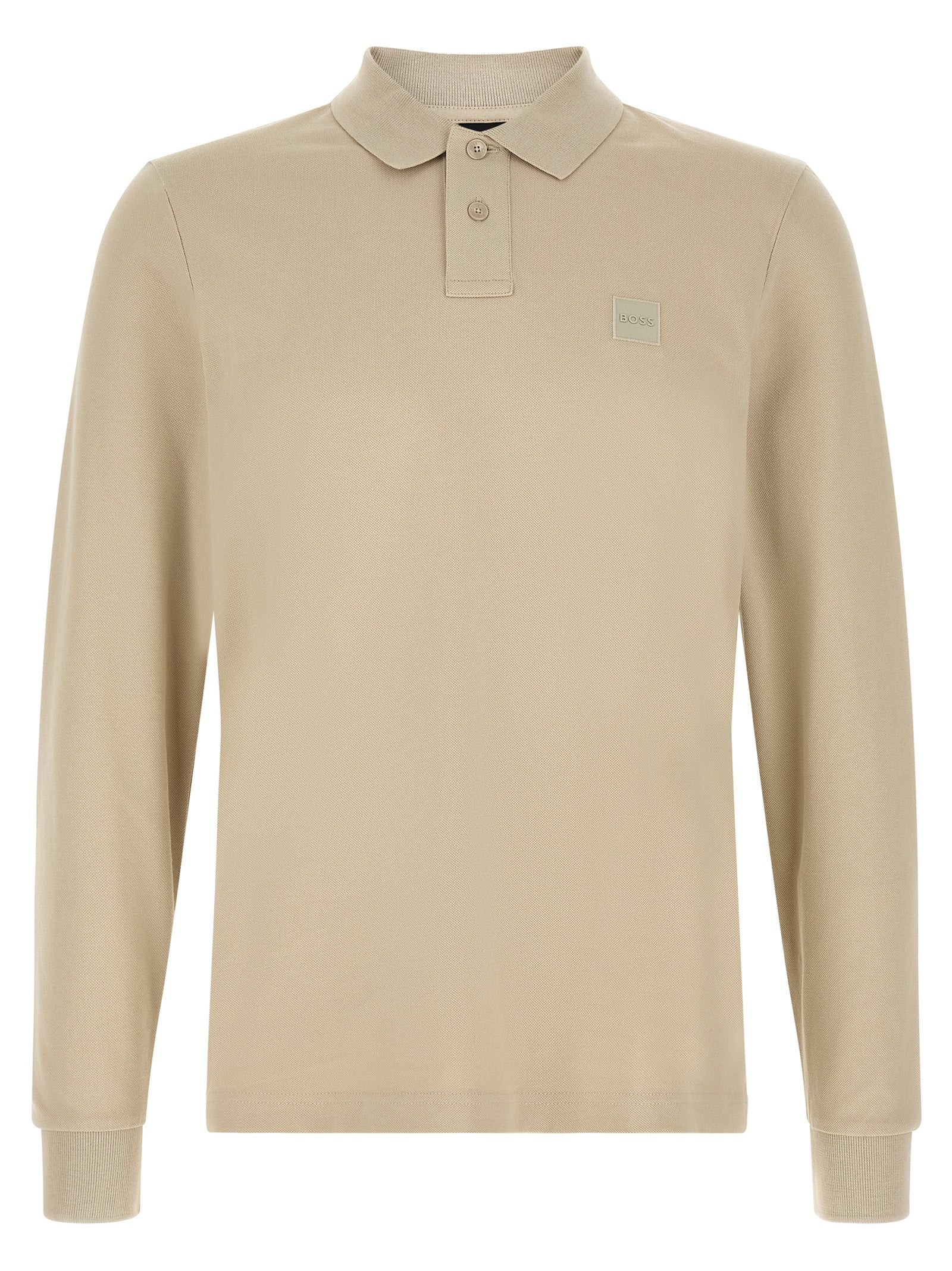 Polo Shirt by Hugo Boss for men in stretch cotton beige presents a distinguished silhouette, showcasing a sophisticated and distinguished for a truly distinguished finish.
