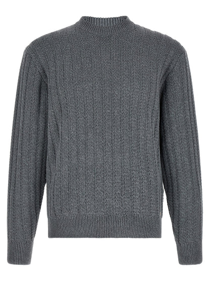 Cardigan by Hugo Boss for men in cotton gray & patterned features a dramatic silhouette, showcasing a sophisticated crew neckline and dramatic detail for a timeless, premium look.