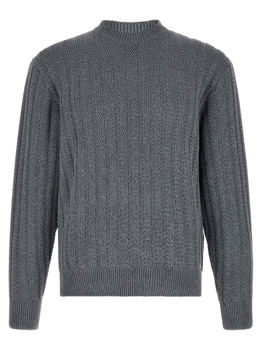 Cardigan by Hugo Boss for men in cotton gray & patterned features a dramatic silhouette, showcasing a sophisticated crew neckline and dramatic detail for a timeless, premium look.