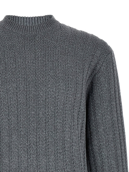 Cardigan by Hugo Boss for men in cotton gray & patterned showcases a captivating silhouette, artfully detailed with a captivating and crew neckline for a truly sophisticated captivating look.