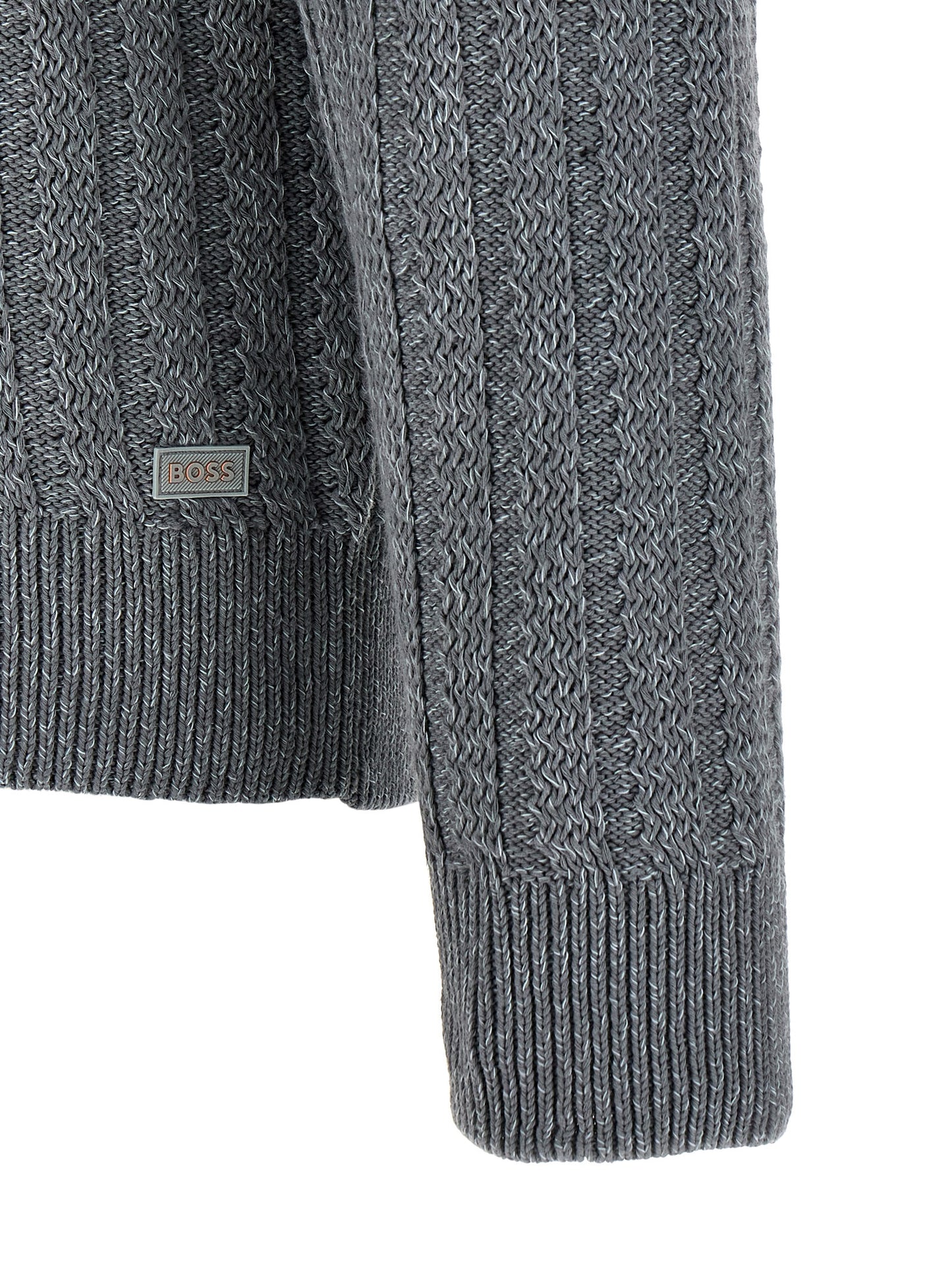 Cardigan by Hugo Boss for men in cotton gray & patterned features an crisp silhouette, showcasing a sophisticated and detail for a truly crisp finish.