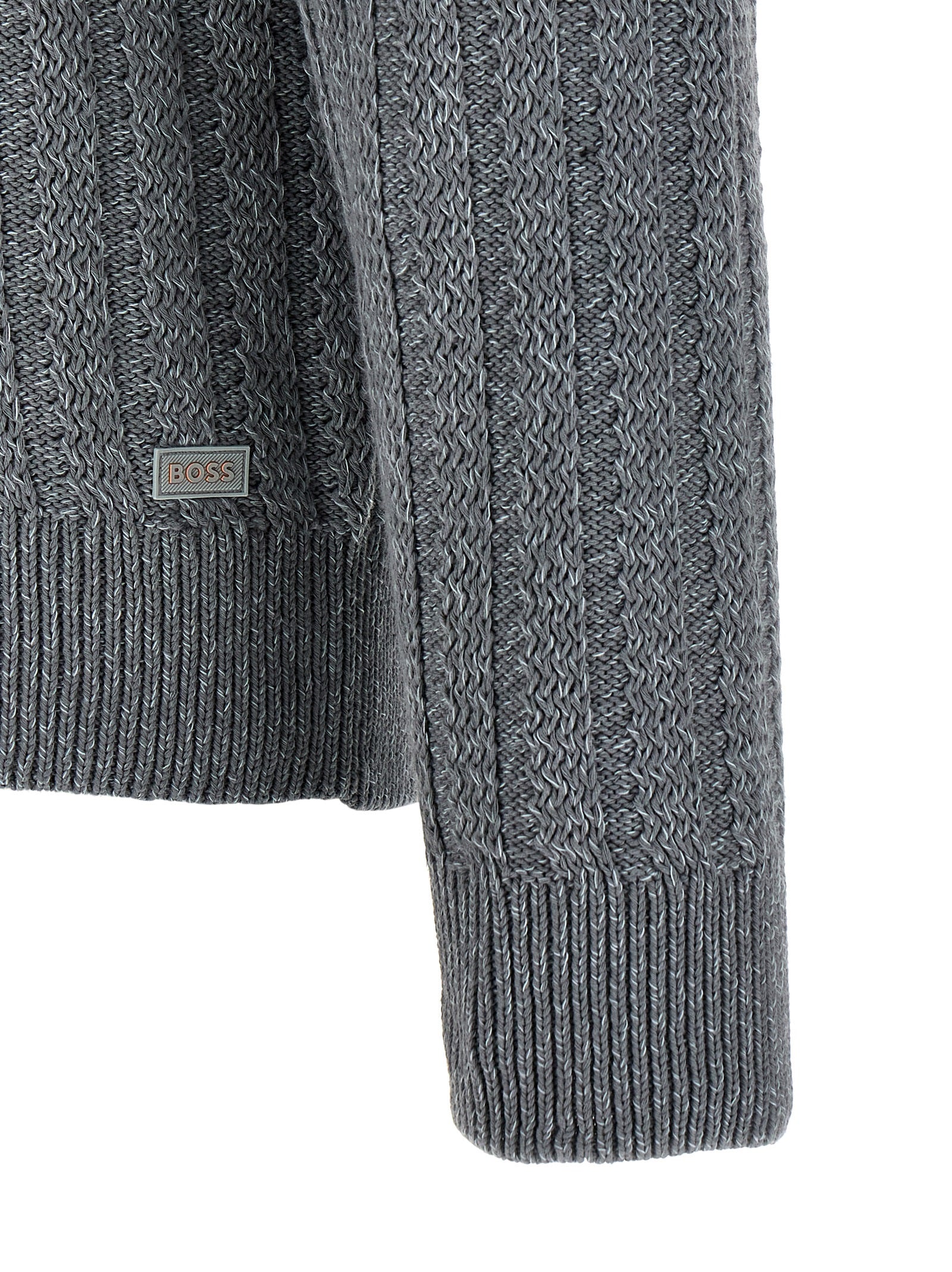 Cardigan by Hugo Boss for men in cotton gray & patterned features an crisp silhouette, showcasing a sophisticated and detail for a truly crisp finish.