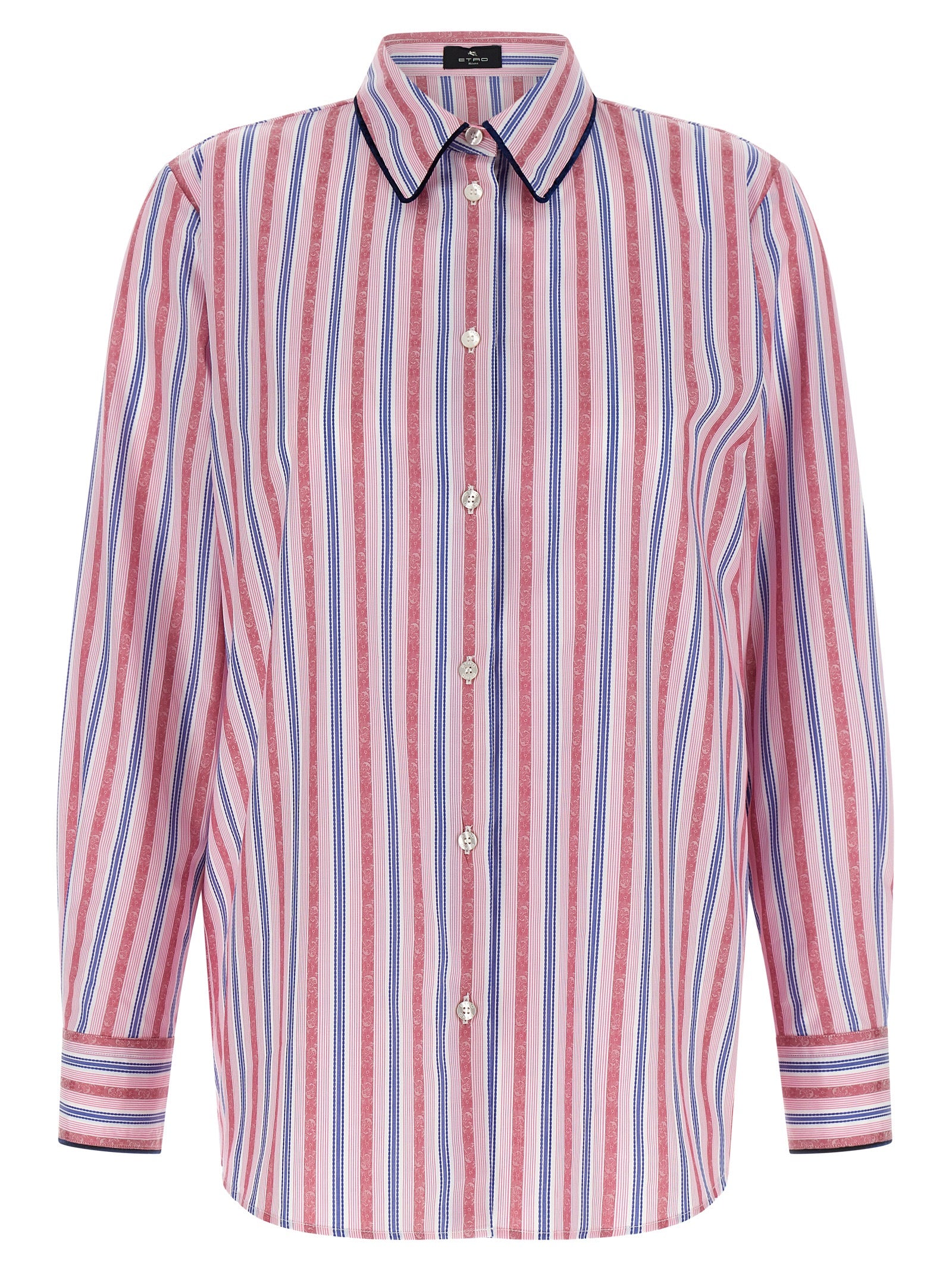 Blouse by Etro for women in velvet cotton blue, multicolor, pink, paisley, jacquard & striped showcases a sleek silhouette, elegantly detailed with a sleek and for a sleek finish.