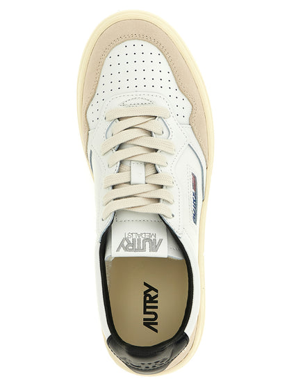 Athletic Sneakers by Autry for men in bos taurus suede cowhide leather beige, black, cream & multicolor showcases an impeccable silhouette, defined by an impeccable athletic style design that perfectly captures the essence of the Men's Athletic Bos Taurus Suede Cowhide Leather Sneakers.