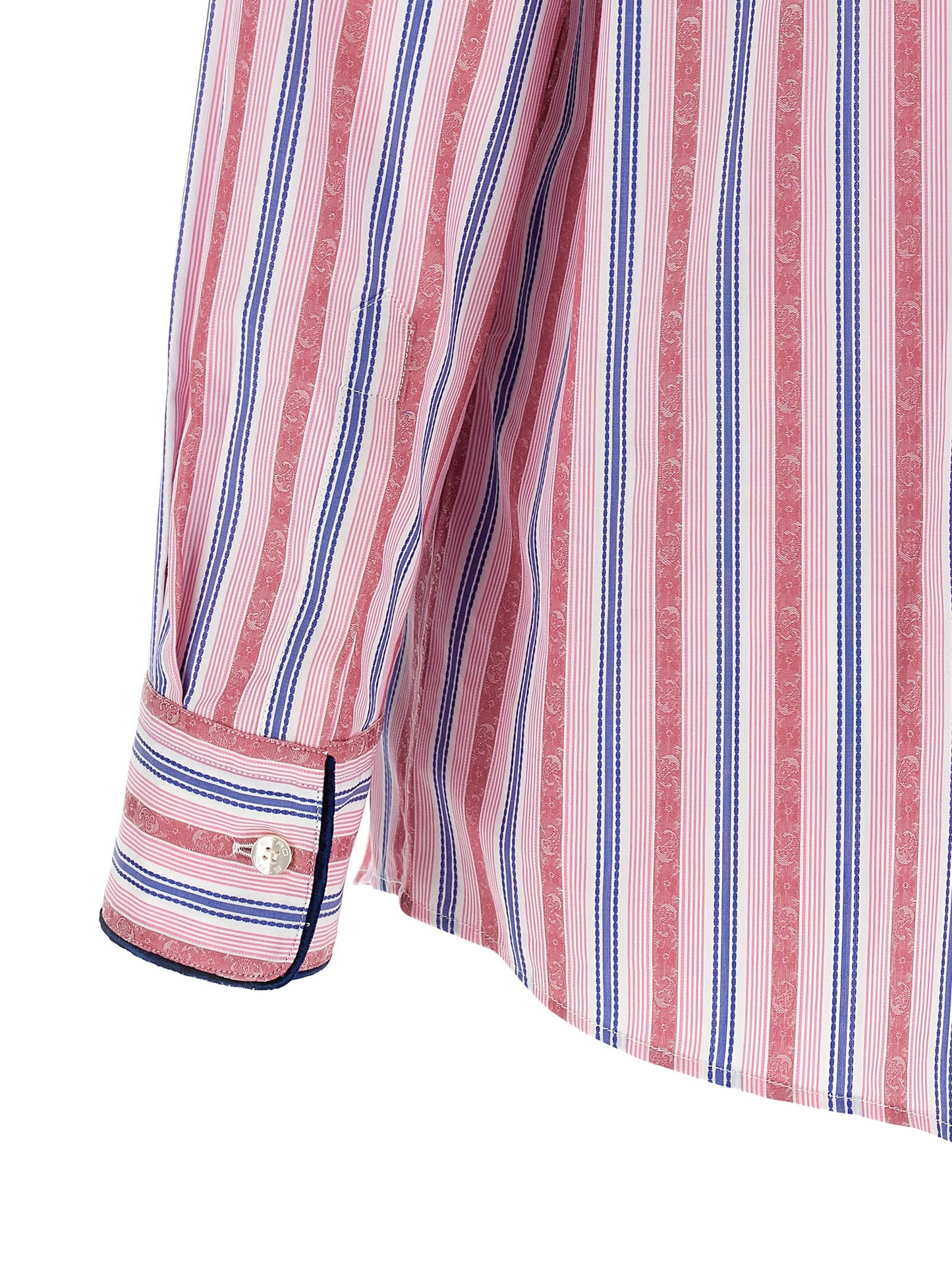 Blouse by Etro for women in velvet cotton blue, multicolor, pink, paisley, jacquard & striped features an polished silhouette, showcasing a sophisticated and detail for a truly polished finish.