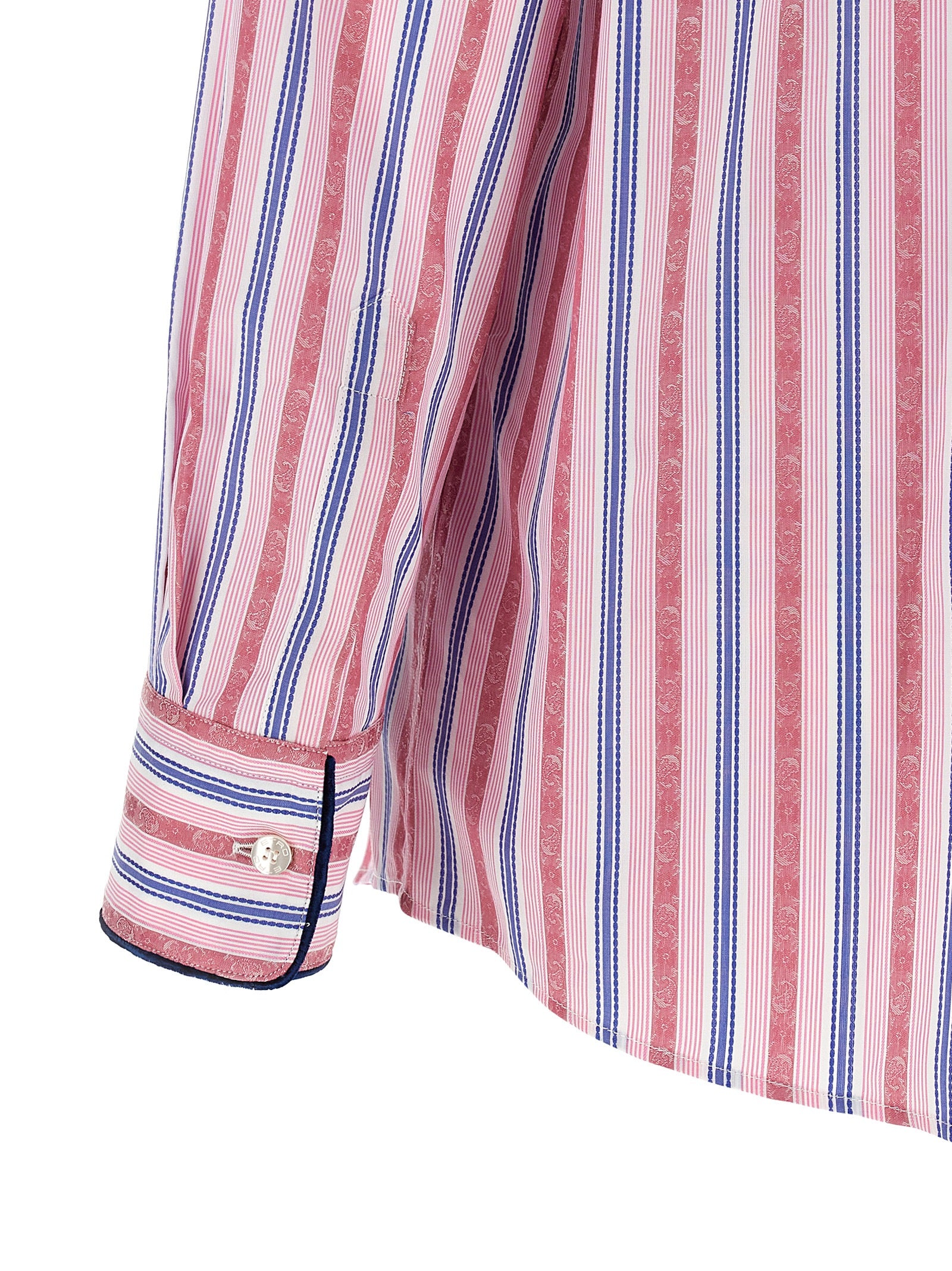 Blouse by Etro for women in velvet cotton blue, multicolor, pink, paisley, jacquard & striped features an polished silhouette, showcasing a sophisticated and detail for a truly polished finish.