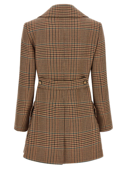 Overcoat by Etro for women in wool brown & horn features an voluminous silhouette, showcasing distinct pockets and a voluminous for a truly voluminous aesthetic.