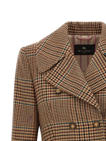 Overcoat by Etro for women in wool brown & horn features an satoral silhouette, showcasing a sophisticated and satoral pockets for a premium, timeless look.