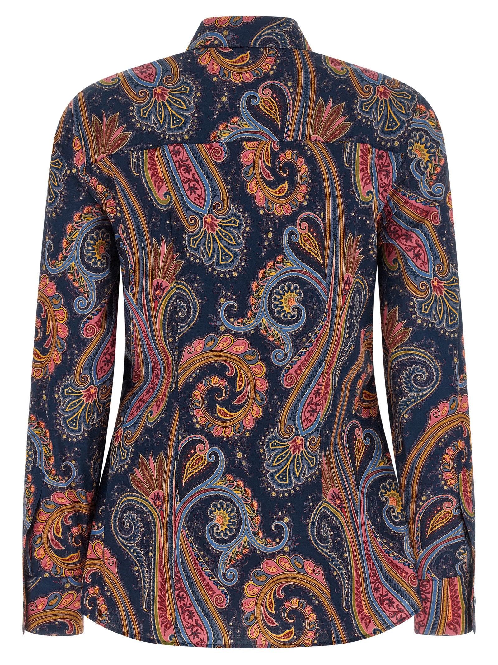 Blouse by Etro for women in stretch cotton navy, patterned, paisley & signature showcases a sublime silhouette, artfully detailed with a sublime and for a sophisticated, sublime finish.