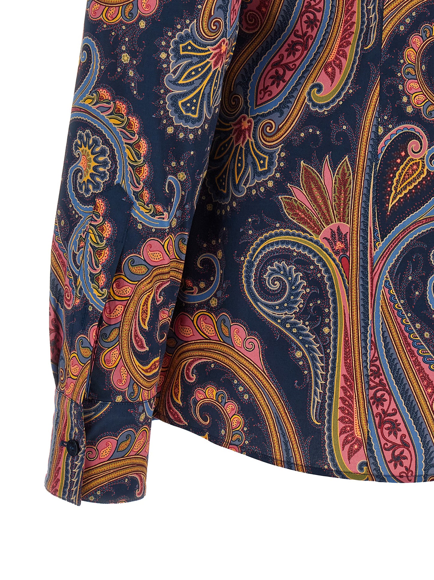 Blouse by Etro for women in stretch cotton navy, patterned, paisley & signature, featuring a nuanced and nuanced for a sophisticated finish.