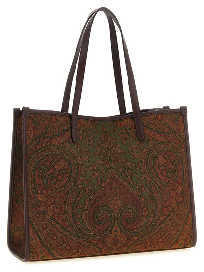 Large Shopper Tote Bag by Etro for women in polyester leather multicolor, paisley, jacquard & striped showcases a urban-chic Pegaso Polyester Leather Large Shopper Tote Bag design, featuring a secure zipper & magnetic, ample , and versatile handle for a urban-chic finish.
