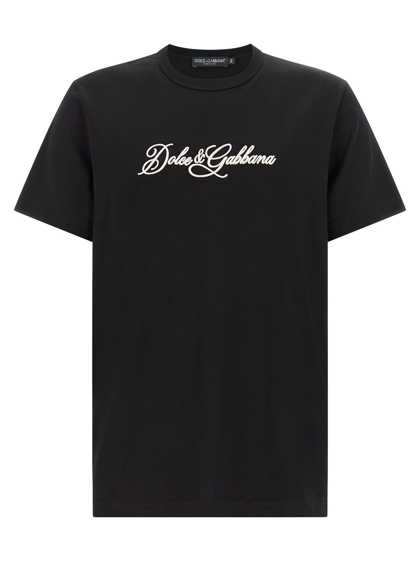 T-Shirt by Dolce & Gabbana for men in cotton black & white showcases a chic silhouette, artfully detailed with a chic crew neckline and for a chic finish.