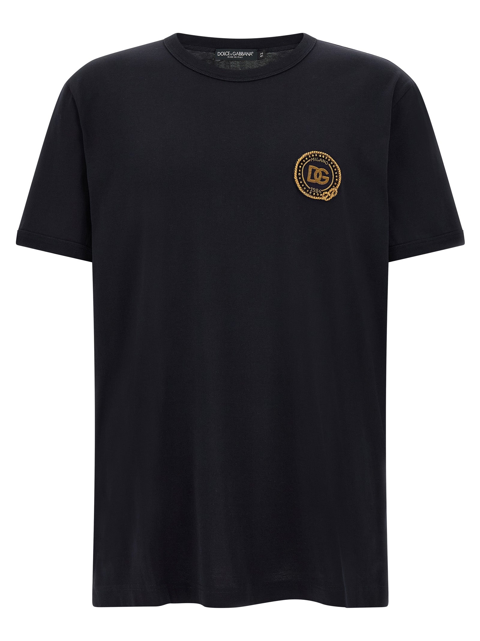 T-Shirt by Dolce & Gabbana for men in cotton dark-blue, signature & monogram features a plush silhouette, showcasing a sophisticated and for a truly plush finish.