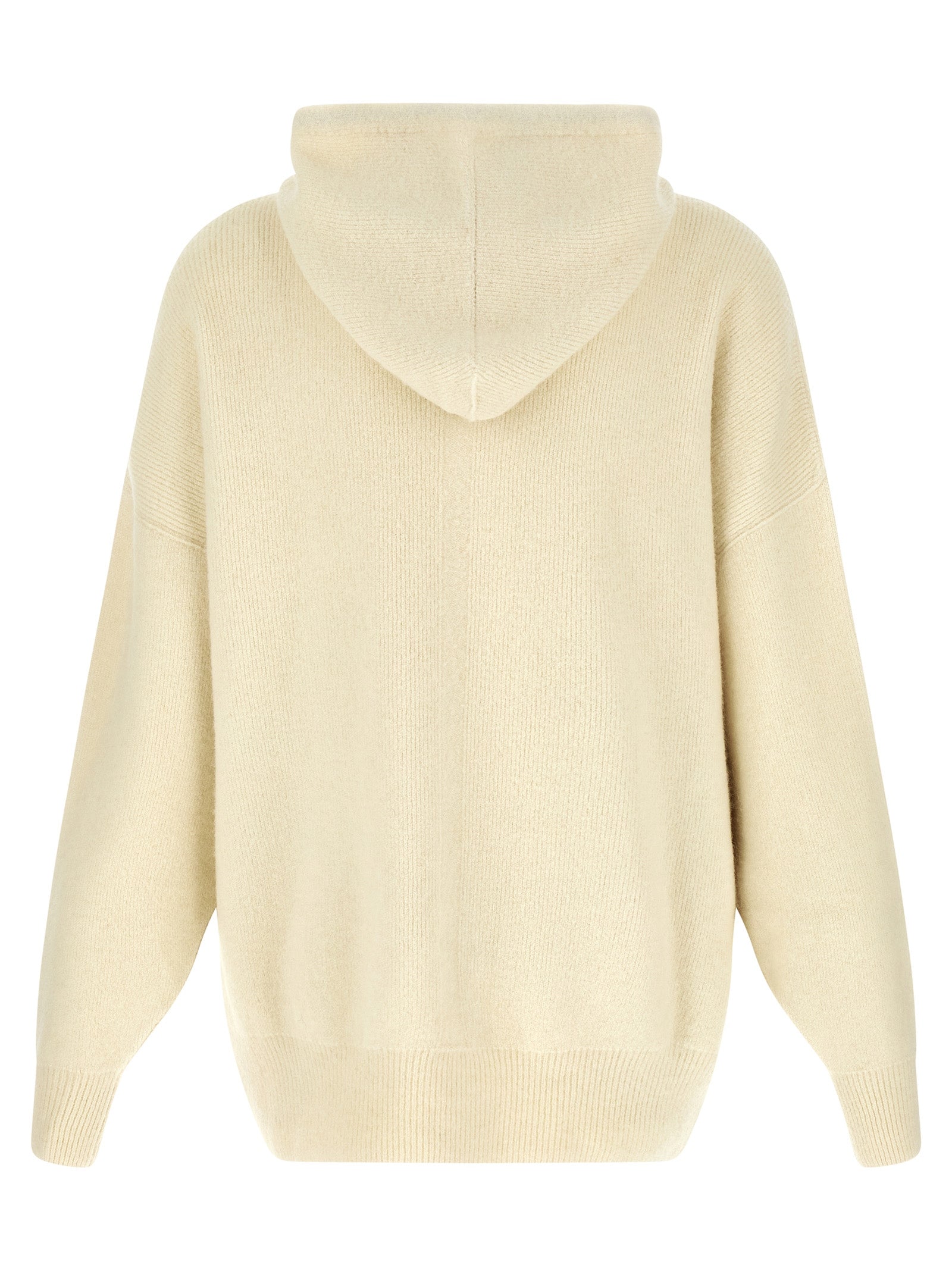 Sweatshirt Hoodie by Rick Owens for men in angora marabou & nylon cream & white features an luminous silhouette, showcasing a sophisticated hooded neckline and for a truly luminous look.