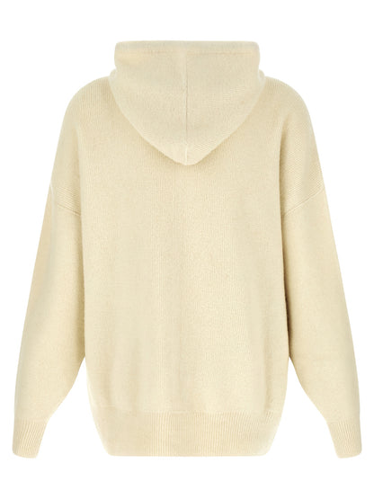 Sweatshirt Hoodie by Rick Owens for men in angora marabou & nylon cream & white features an luminous silhouette, showcasing a sophisticated hooded neckline and for a truly luminous look.