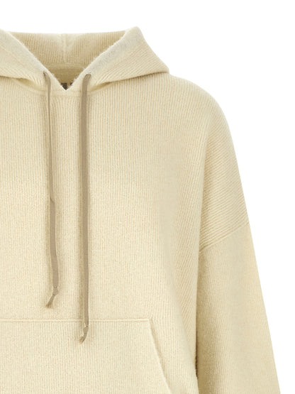 Sweatshirt Hoodie by Rick Owens for men in angora marabou & nylon cream & white showcases a city-ready silhouette, artfully detailed with a signature hooded neckline and for a city-ready finish.