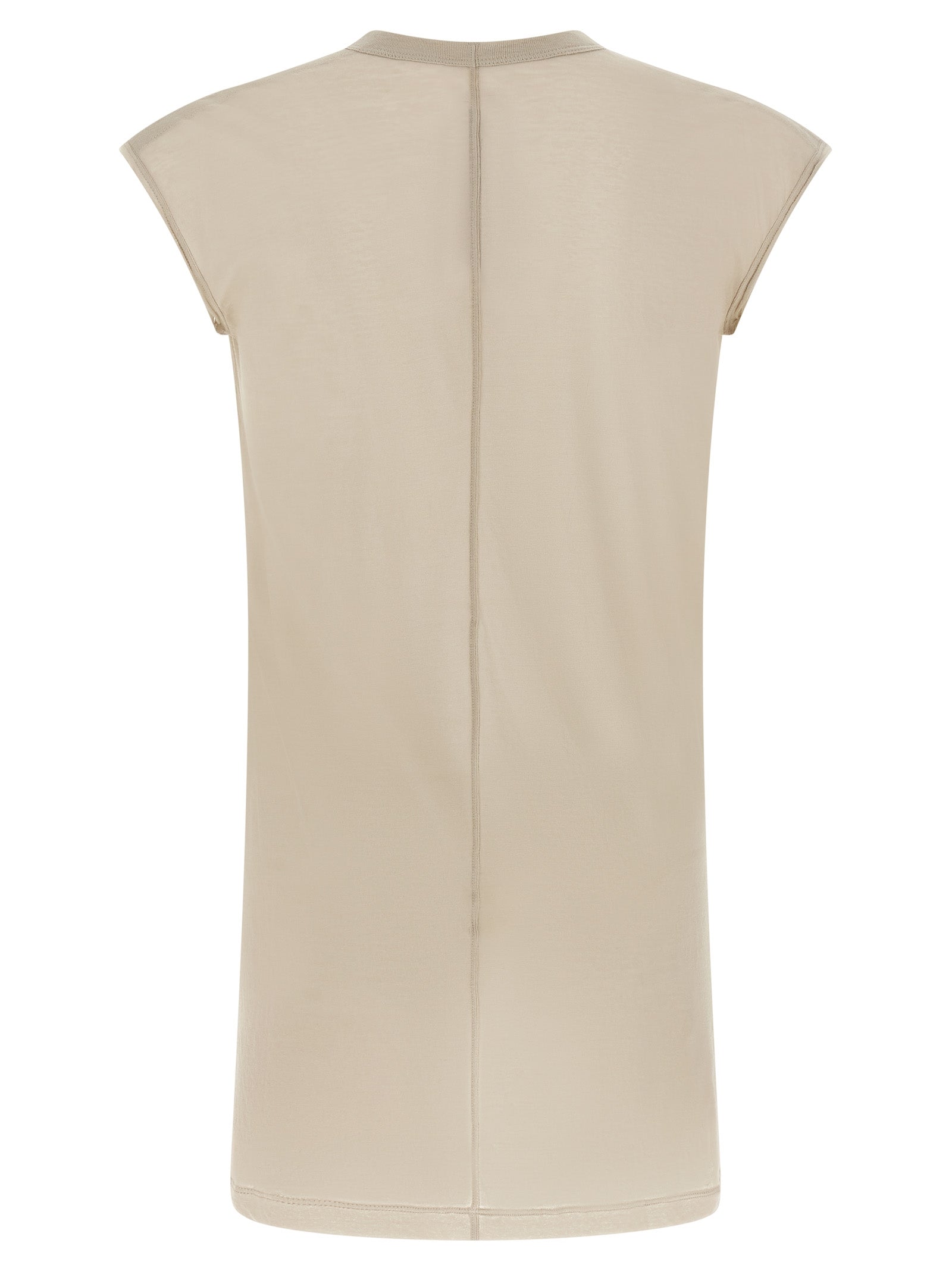 T-Shirt by Rick Owens for men in organic cotton beige, sand & transparent features an edgy silhouette, meticulously detailed with a sophisticated and v-neck plunging neckline for a truly edgy finish.