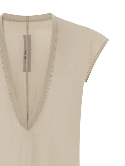 T-Shirt by Rick Owens for men in organic cotton beige, sand & transparent features a plush silhouette, showcasing a sophisticated and for a truly plush finish.