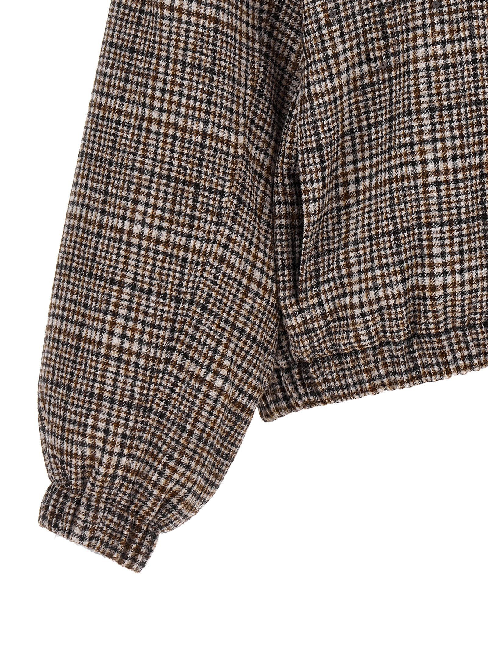 Bomber Jacket by Brunello Cucinelli for women in polyamide leather alpaca wool & sequins brown & patterned features a dramatic silhouette, showcasing a sophisticated and distinctive pockets for a dramatic aesthetic.