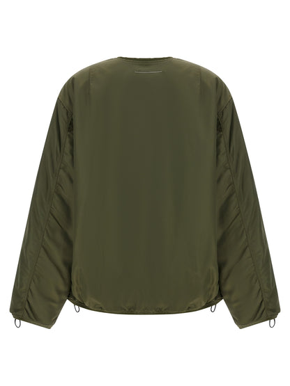 Bomber Jacket by MM6 Maison Margiela for women in polyamide bicolour, green, olive, orange, white & signature features a city-ready silhouette, detailed with and a city-ready .