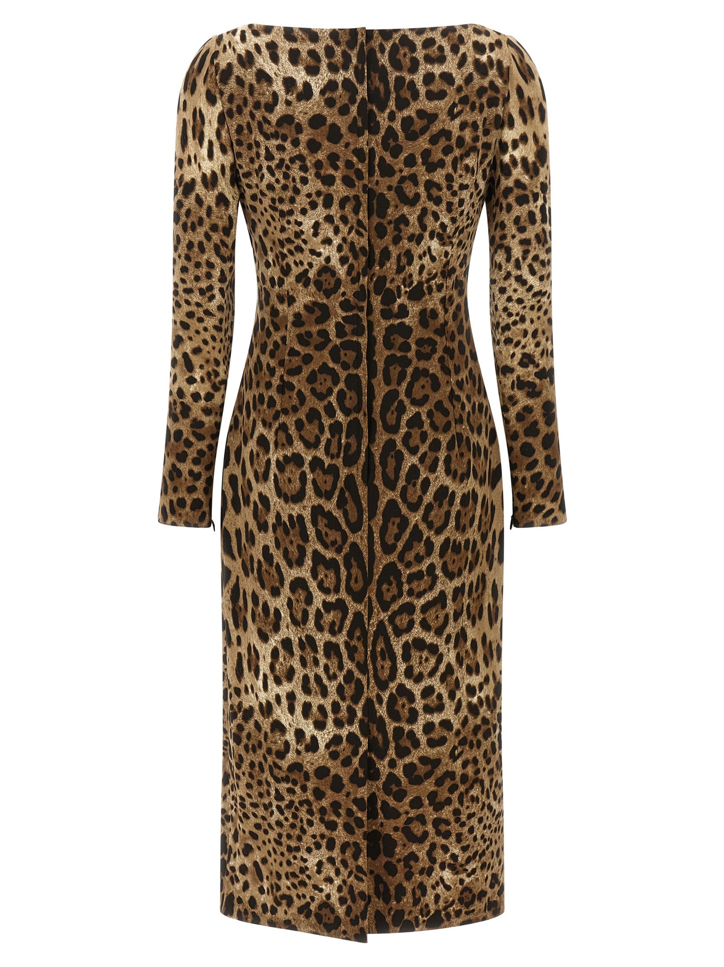 Dress by Dolce & Gabbana for women in stretch viscose animal, brown & print presents a sinuous silhouette, showcasing a sophisticated square neckline and detailed with a sinuous midi for a refined finish.