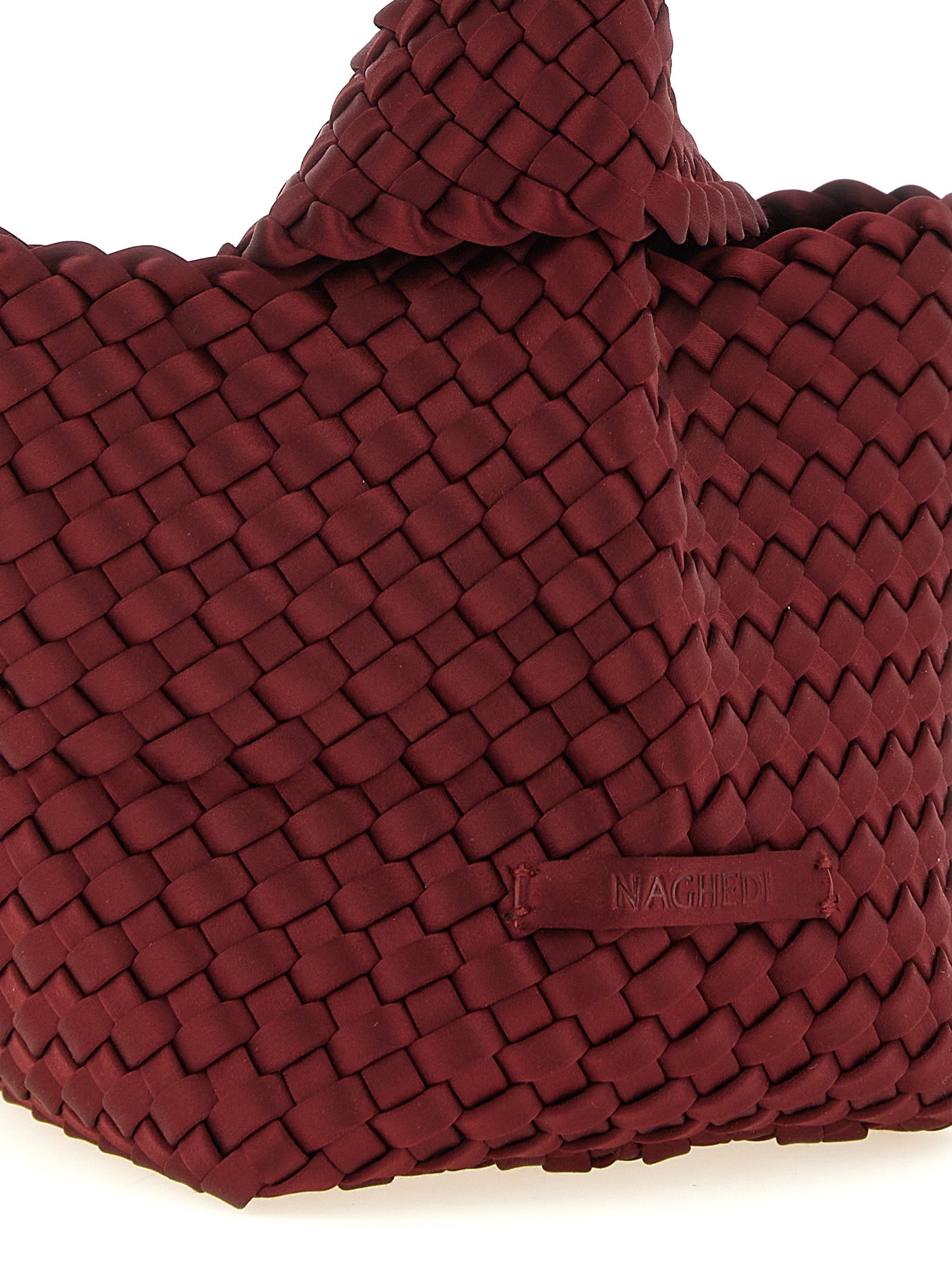 Clutch Handbag by NAGHEDI for women in polyester satin silk multicolor & red showcases a sculptural silhouette, featuring a secure , ample , and versatile handle for a sculptural finish.