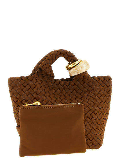 Small Clutch Handbag by NAGHEDI for women in leather & neoprene brown presents a ornamental silhouette, showcasing a secure , ample , and versatile shoulder-strap & handle for a ornamental finish.