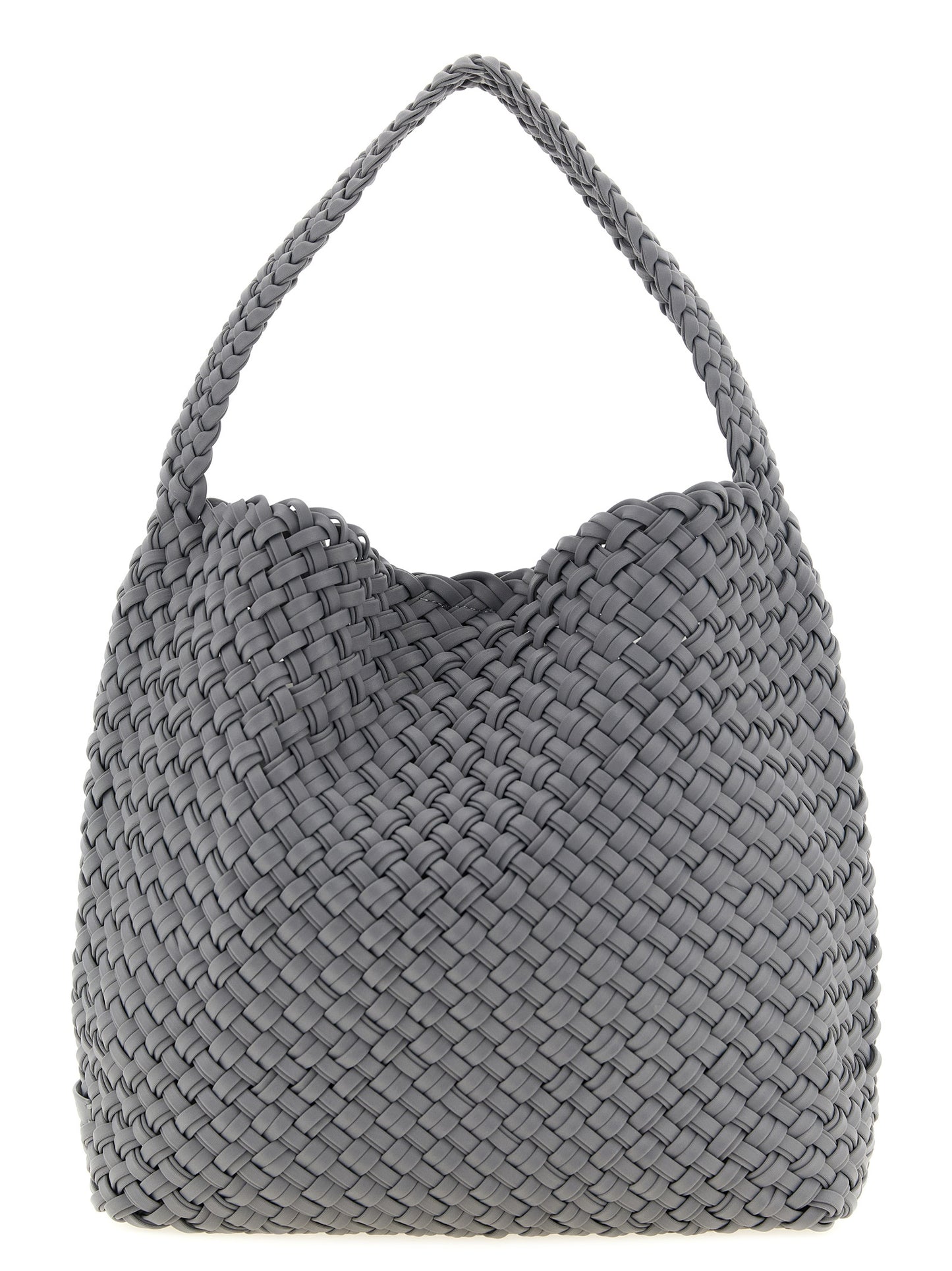 Evening Frame Clutch Shoulder Bag by NAGHEDI for women in nylon & neoprene gray, navy & signature features an effortlessly chic silhouette with a secure magnetic, ample , and versatile shoulder-strap & handle for effortlessly chic everyday luxury.