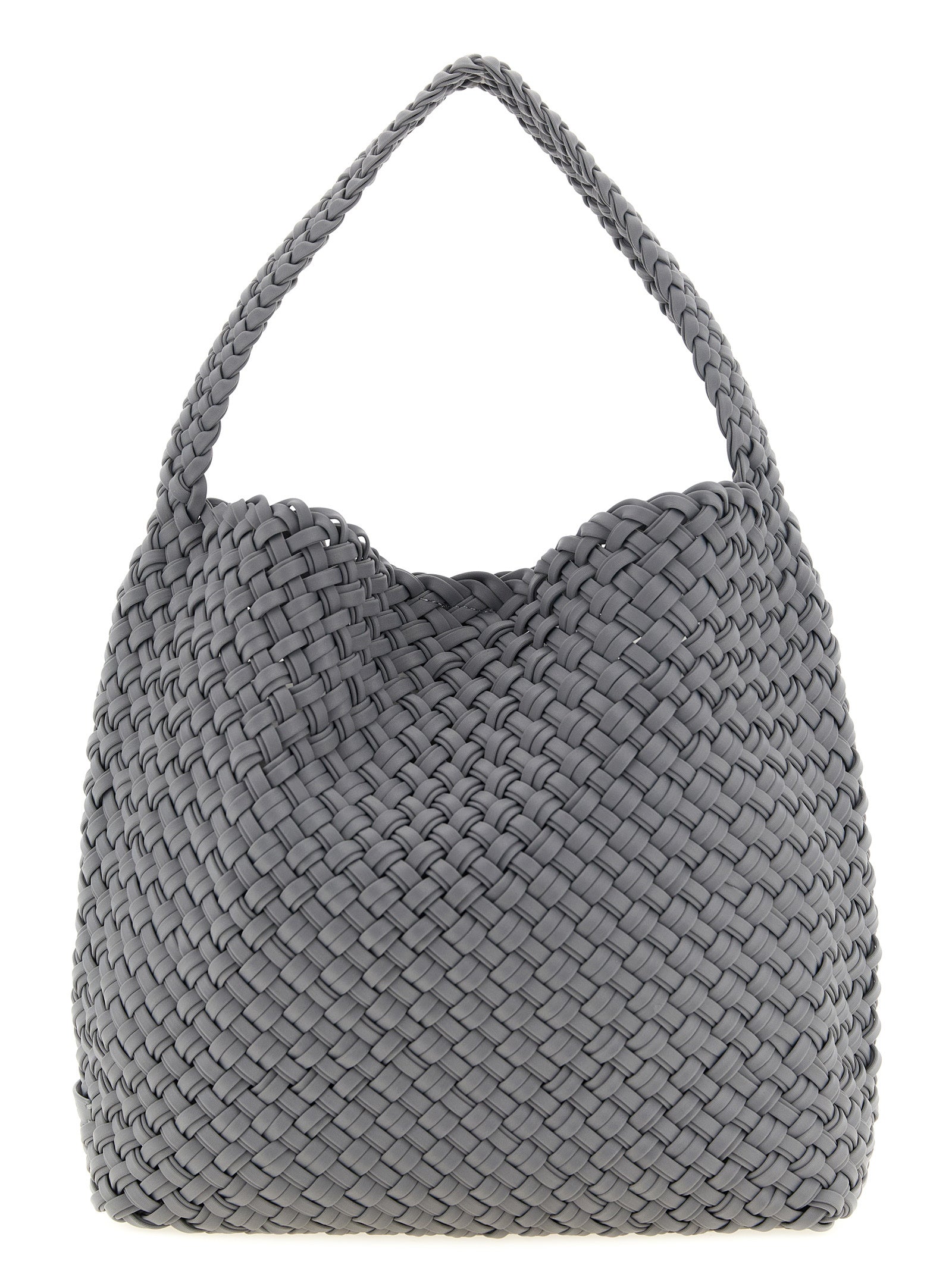 Evening Frame Clutch Shoulder Bag by NAGHEDI for women in nylon & neoprene gray, navy & signature features an effortlessly chic silhouette with a secure magnetic, ample , and versatile shoulder-strap & handle for effortlessly chic everyday luxury.