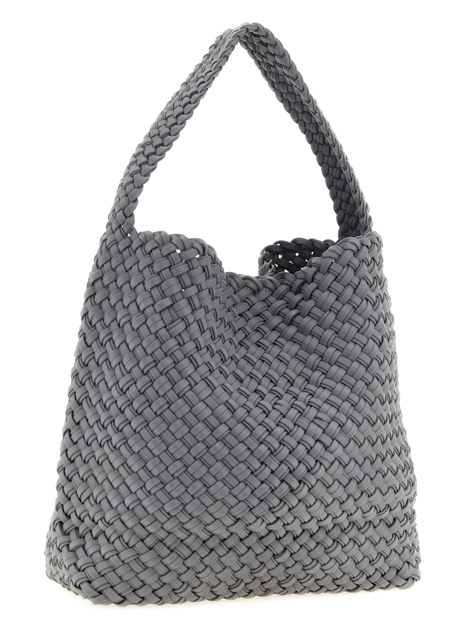 Evening Frame Clutch Shoulder Bag by NAGHEDI for women in nylon & neoprene gray, navy & signature showcases a enviable silhouette, artfully detailed with a secure magnetic, organized , and versatile shoulder-strap & handle for a enviable look.