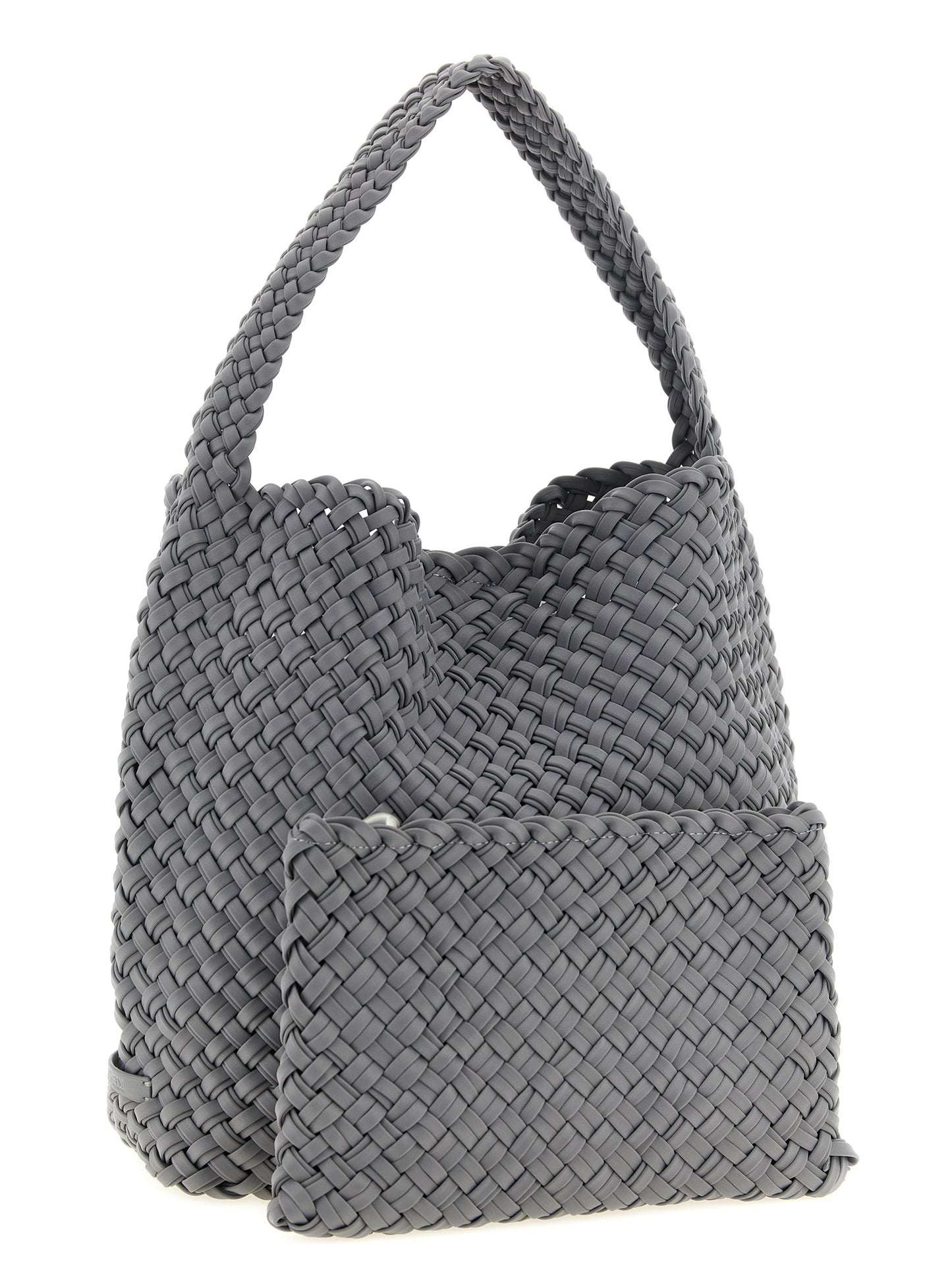 Evening Frame Clutch Shoulder Bag by NAGHEDI for women in nylon & neoprene gray, navy & signature features a effortless chic silhouette with a secure magnetic, ample , and versatile shoulder-strap & handle for a effortless chic finish.