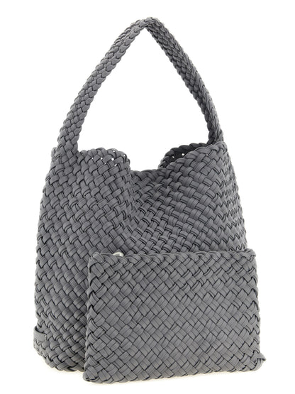 Evening Frame Clutch Shoulder Bag by NAGHEDI for women in nylon & neoprene gray, navy & signature features a effortless chic silhouette with a secure magnetic, ample , and versatile shoulder-strap & handle for a effortless chic finish.