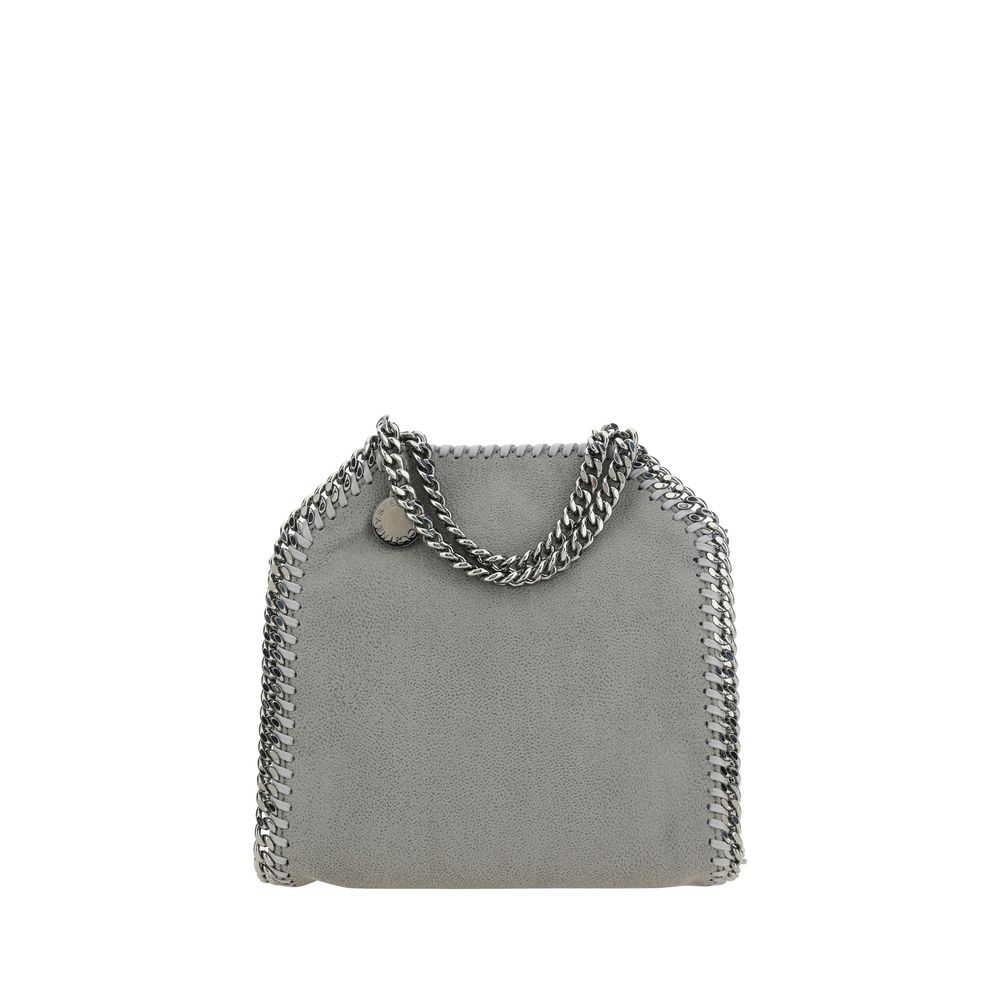 Handbag by Stella McCartney for women in faux leather gray & signature features a refined silhouette, showcasing a secure snap & button, organized single-compartment, and versatile handle for a refined finish.