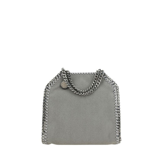 Handbag by Stella McCartney for women in faux leather gray & signature features a refined silhouette, showcasing a secure snap & button, organized single-compartment, and versatile handle for a refined finish.