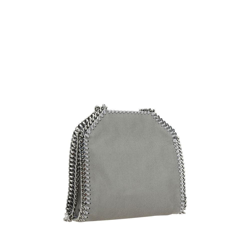 Handbag by Stella McCartney for women in faux leather gray & signature features a contemporary silhouette, showcasing a secure snap & button, ample single-compartment, and contemporary handle for a sophisticated look.