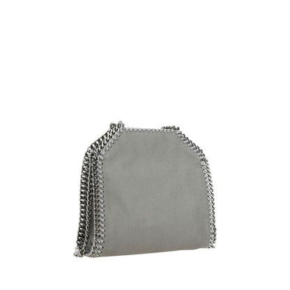 Handbag by Stella McCartney for women in faux leather gray & signature features a contemporary silhouette, showcasing a secure snap & button, ample single-compartment, and contemporary handle for a sophisticated look.