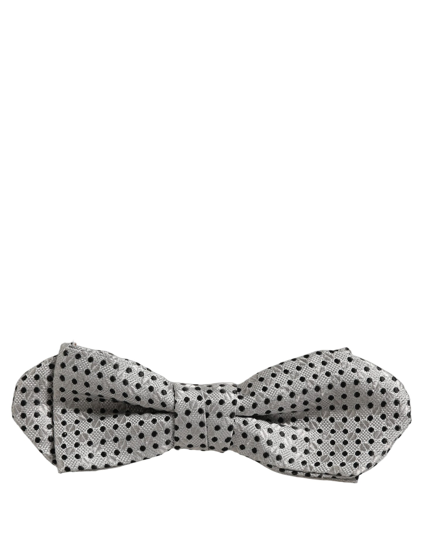 Dolce & Gabbana Men Silver Black Polka Dot Adjustable Neck Papillon Bow Tie