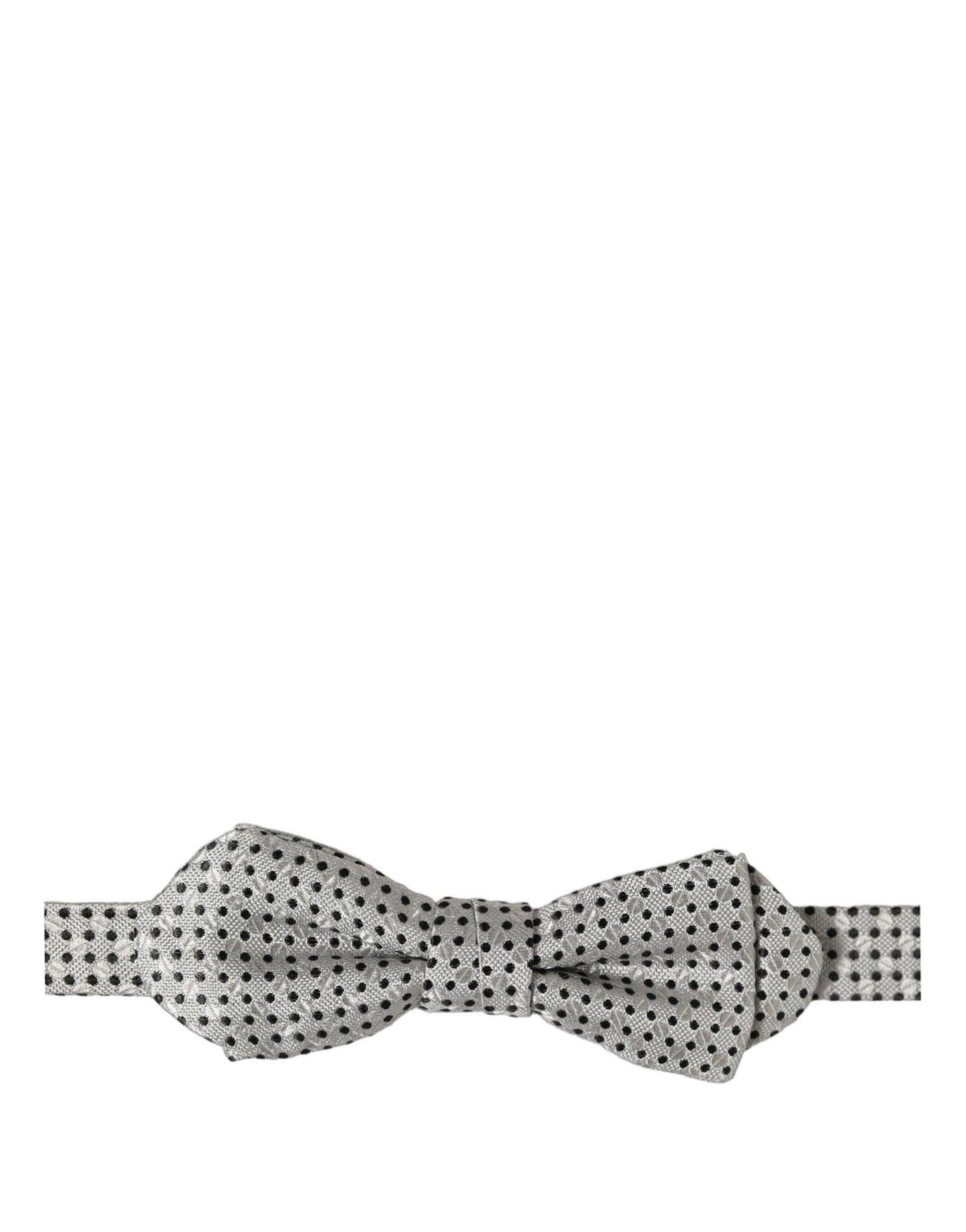 Dolce & Gabbana Men Silver Black Polka Dot Adjustable Neck Papillon Bow Tie