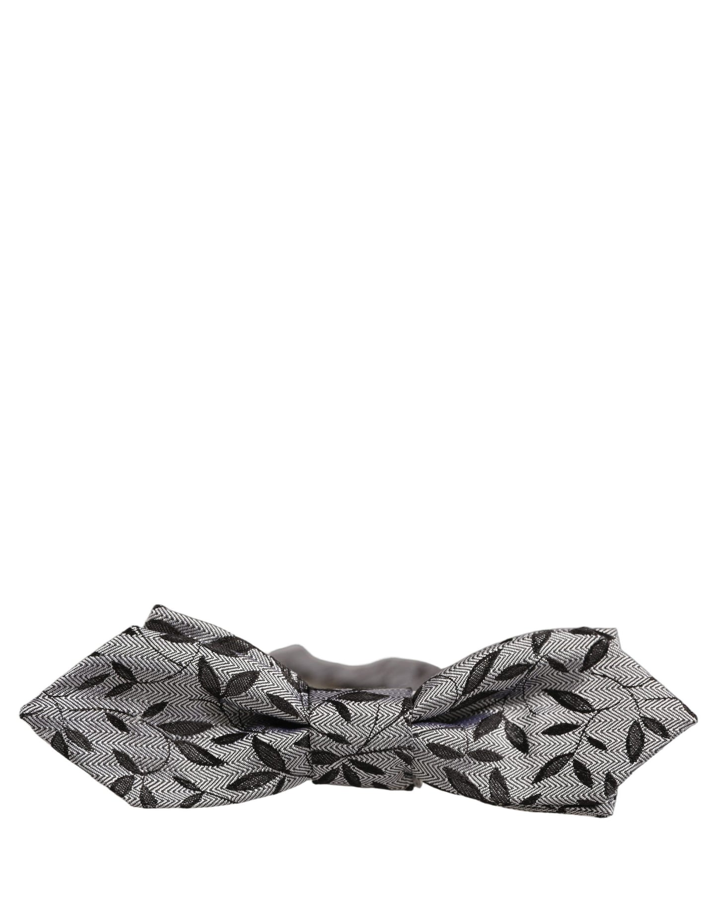 Dolce & Gabbana Men Gray Abstract Silk Adjustable Neck Papillon Bow Tie