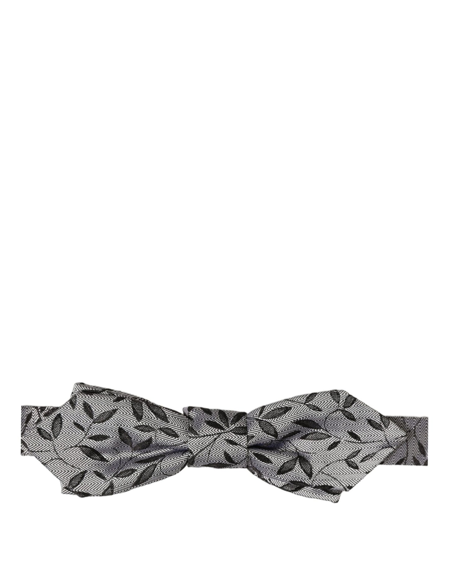 Dolce & Gabbana Men Gray Abstract Silk Adjustable Neck Papillon Bow Tie