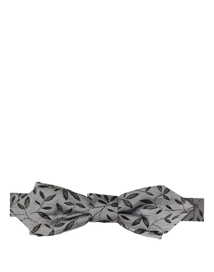 Dolce & Gabbana Men Gray Abstract Silk Adjustable Neck Papillon Bow Tie