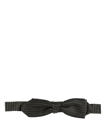 Dolce & Gabbana Men Black Dotted Silk Adjustable Neck Papillon Bow Tie