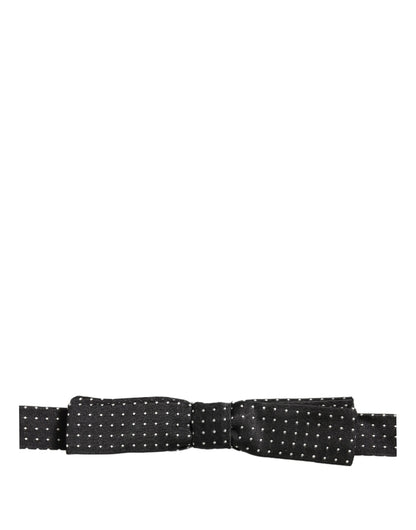 Dolce & Gabbana Black White Polka Dot Adjustable Neck Papillon Bow Tie