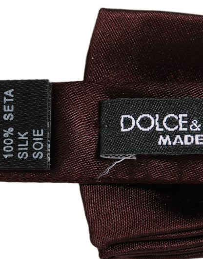 Dolce & Gabbana Men Brown 100% Silk Adjustable Neck Papillon Bow Tie