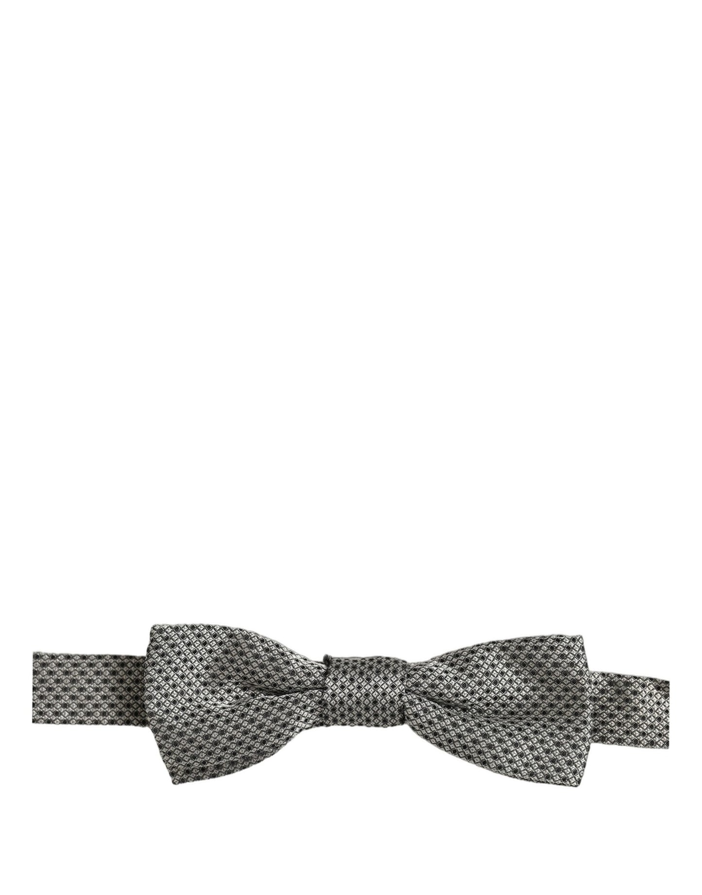 Dolce & Gabbana Men Gray Silk Patterned Adjustable Neck Papillon Bow Tie