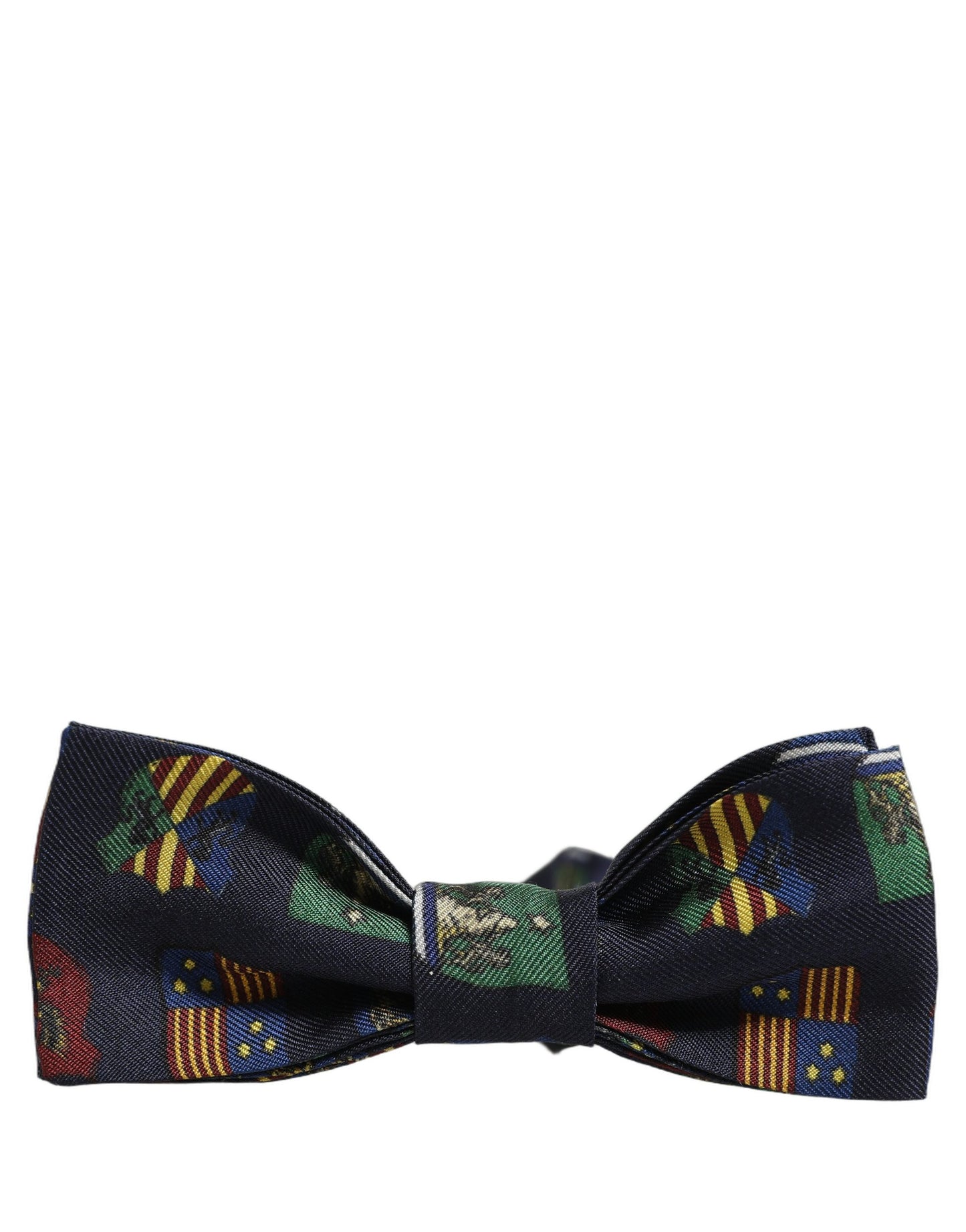 Dolce & Gabbana Men Blue Flags 100% Silk Adjustable Neck Papillon Bow Tie